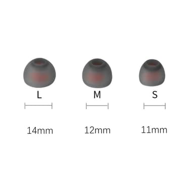 Silikon-hetter for 4,5-6 mm øreplugger, 18 par i 3 størrelser Grå