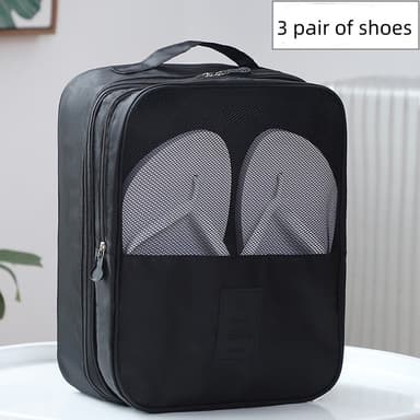 Skoveske til 3 par sko, Veske til skooppbevaring, Reiseskopose Sort