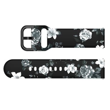 Silikonklokkerem for Samsung Galaxy Watch Grå blomster på svart bakgrunn 20 mm