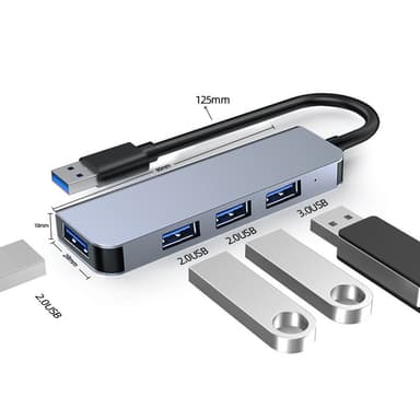 USB-hub med 1 USB3.0-port og 3 USB2.0-porter