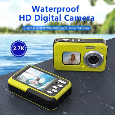 Undervannskamera vanntett 48MP/4K/16x zoom/dobbel skjerm/autofokus Sort