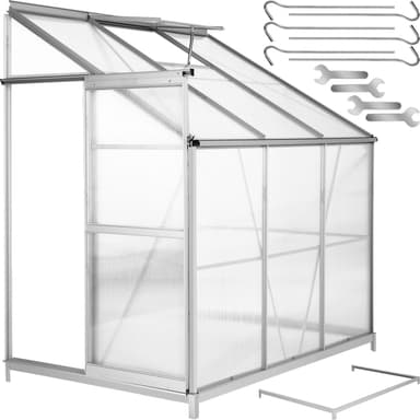 Veggdrivhus aluminium med fundament 192x128x202cm - transparent