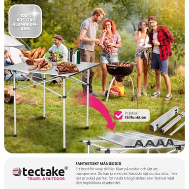 Aluminium campingbord sammenleggbart 70 x 70 x 70 cm - grå