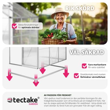 Veggdrivhus aluminium med fundament 192x128x202cm - transparent