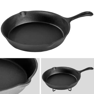 Dutch oven støpejern grytesett på 9 deler i trekasse - svart