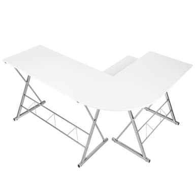 Hjørne skrivebord - hvit