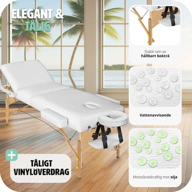 Massasjebenk med 3 soner, 10 cm polstring - hvit