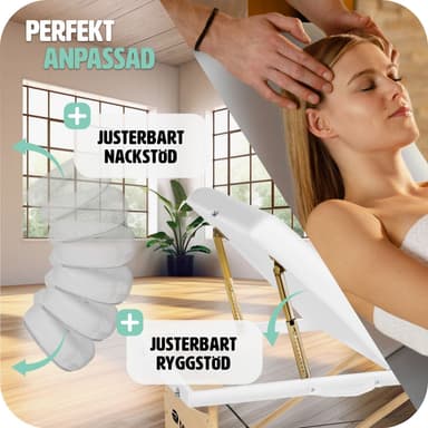 Massasjebenk med 3 soner, 10 cm polstring - hvit