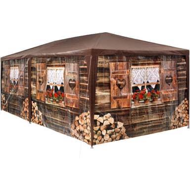 Paviljong 6x3m med 6 sidedeler - brun