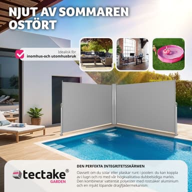 Dobbel sidemarkise aluminium - 200 x 600 cm,grå
