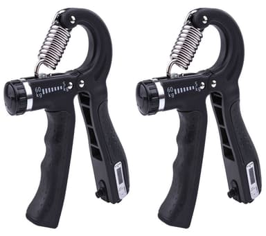Håndgrepstrener med justerbar motstand 5-60 kg, 2-pakning Sort
