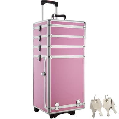 Sminkekoffert med 4 etasjer - pink