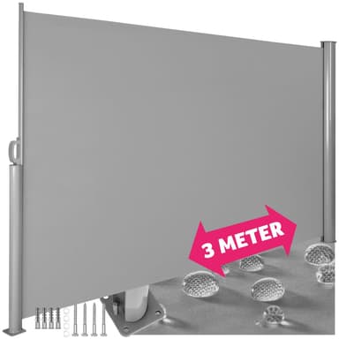 Sidemarkise med uttrekkbar mekanisme - 180 x 300 cm,grå