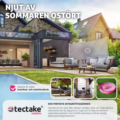 Sidemarkise med uttrekkbar mekanisme - 180 x 300 cm,grå