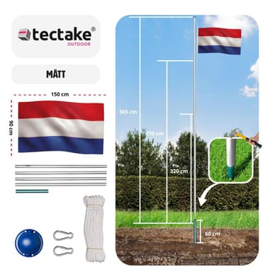 Aluminium flaggstang - Nederland