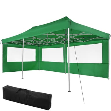 Partytelt, paviljong Viola 3x6 m med 2 vegger - grønn