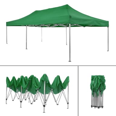 Partytelt, paviljong Viola 3x6 m med 2 vegger - grønn