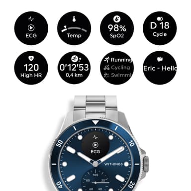 Withings ScanWatch Nova hybridklokke 42mm (blå)