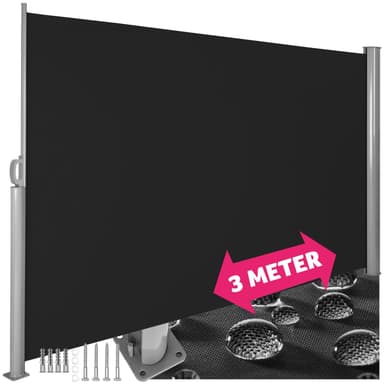 Sidemarkise med uttrekkbar mekanisme - 180 x 300 cm,svart