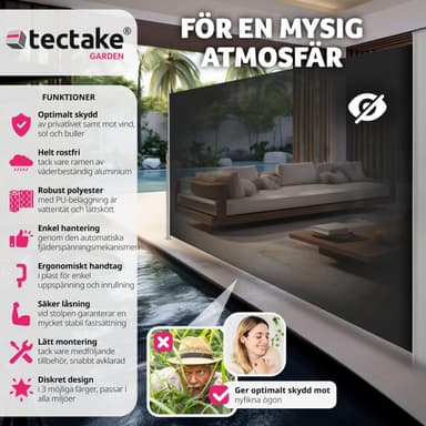 Sidemarkise med uttrekkbar mekanisme - 180 x 300 cm,svart