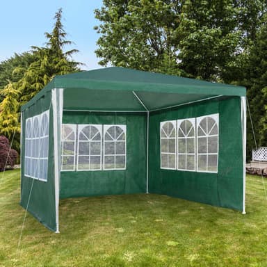 Partytelt, hagepaviljong med 3 sider 3x3 m - grønn
