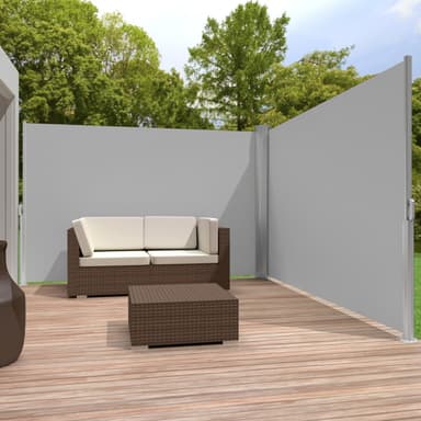 Dobbel sidemarkise aluminium - 160 x 600 cm,grå