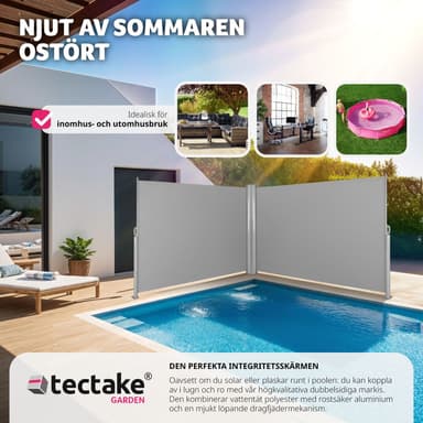 Dobbel sidemarkise aluminium - 160 x 600 cm,grå