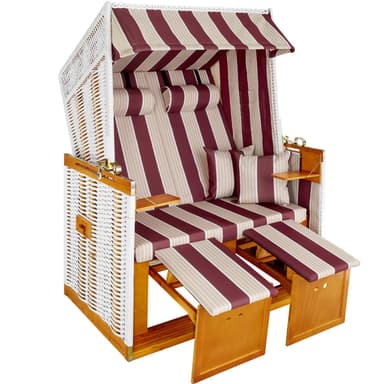 Strandstol med polstring - rød/hvit