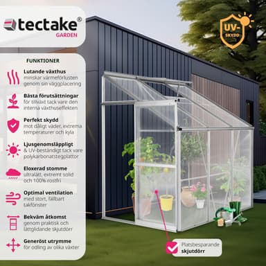 Veggdrivhus aluminium uten fundament 192x128x202cm - transparent