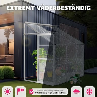 Veggdrivhus aluminium uten fundament 192x128x202cm - transparent