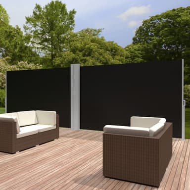 Dobbel sidemarkise aluminium - 180 x 600 cm,svart