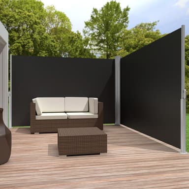 Dobbel sidemarkise aluminium - 180 x 600 cm,svart