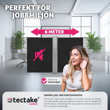 Dobbel sidemarkise aluminium - 180 x 600 cm,svart