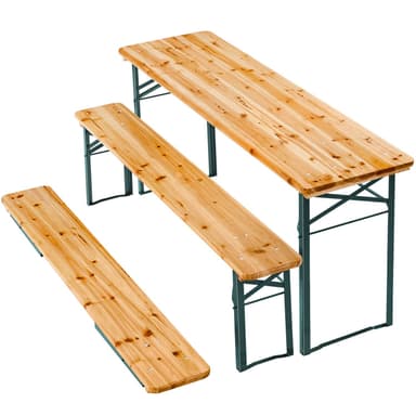 Piknikbord med 2 benker - brun