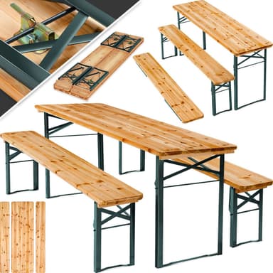 Piknikbord med 2 benker - brun