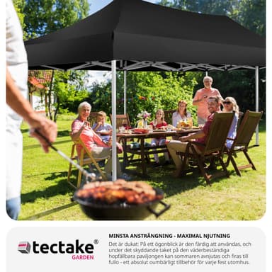 Partytelt, paviljong Viola 3x6 m med 2 vegger - svart