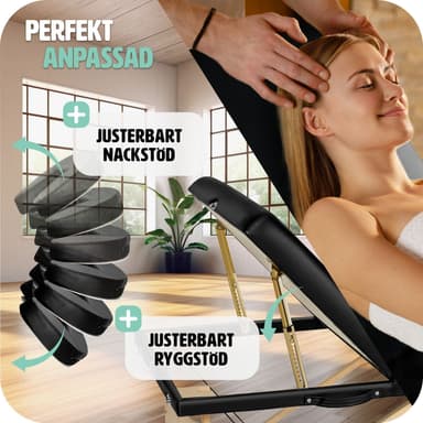 Massasjebenk med 3 soner, 10 cm polstring - svart
