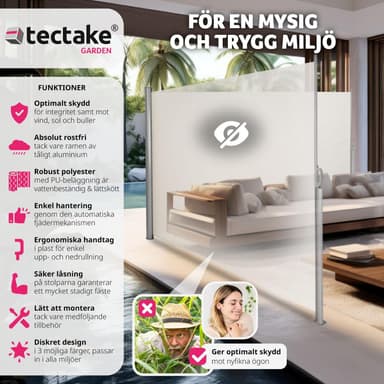 Dobbel sidemarkise aluminium - 160 x 600 cm,beige