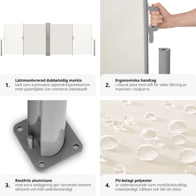 Dobbel sidemarkise aluminium - 160 x 600 cm,beige