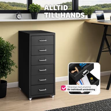 Arkivskap metall med hjul 41x28x69cm - svart