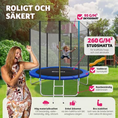 Trampoline med beskyttelsesnett - 244 cm