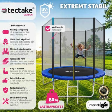 Trampoline med beskyttelsesnett - 244 cm