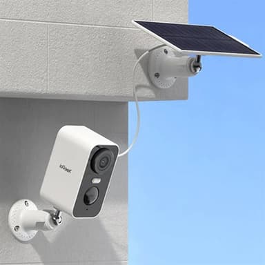 ieGeek 3MP trådløst overvåkningskamera med solcellelading og toveiskommunikasjon - hvit