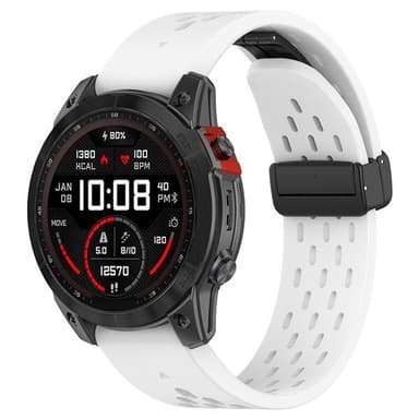 Silikonarmbånd for Garmin Fenix 5 / 6 / 7 / 8 20mm - Hvit