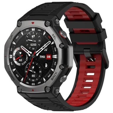 Silikonarmbånd for Amazfit T-REX 3 - Svart/Rød