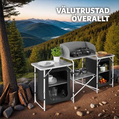 Campingkjøkken 172 × 52 × 104 cm - svart