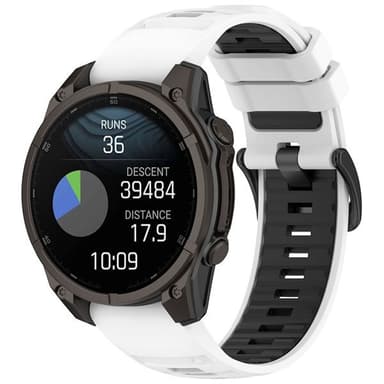 Silikonarmbånd til Garmin Fenix 8 47mm - Hvit/Svart