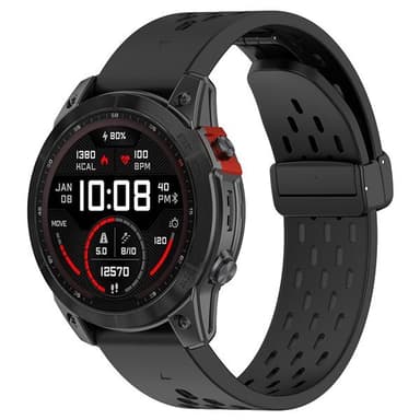 Silikonarmbånd for Garmin Fenix 5 / 6 / 7 / 8 26mm - Svart