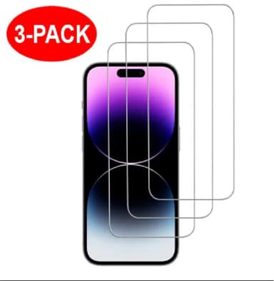 iPhone 15 Pro skjermbeskytter i herdet glass 3-pakning