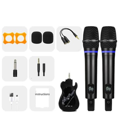 Trådløs mikrofon Bluetooth-reverb med Android-portkabel, 2 stk. Sort